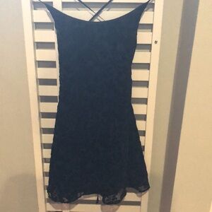 Betsey Johnson black crushed velvet halter dress with cross cross back